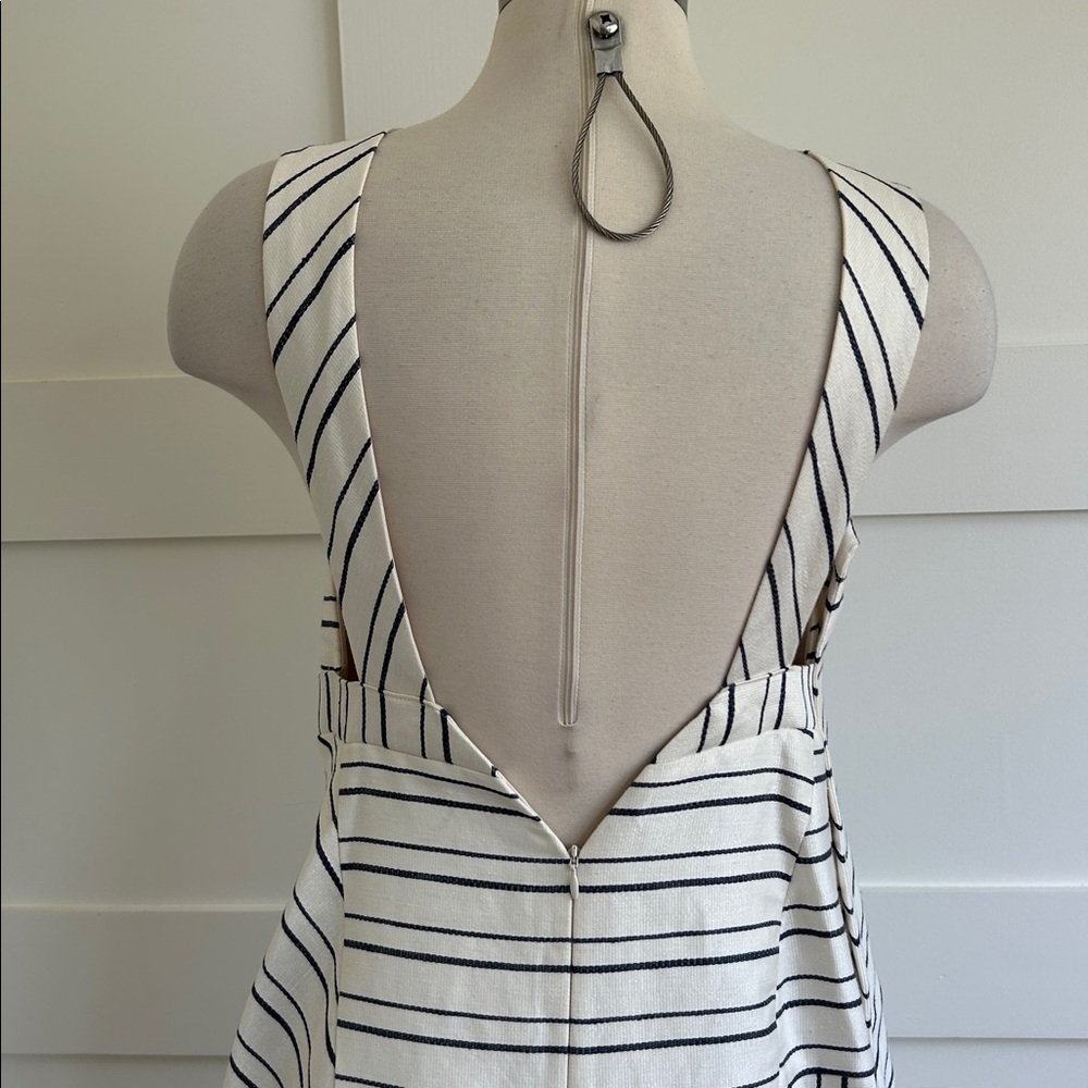 ACLER- Strand midi dress asymmetrical panels in navy and cream handkerchief hem - Picture 9 of 12